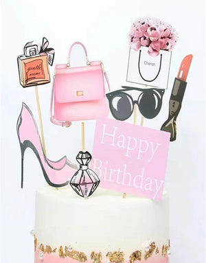 Cardboard Cake Topper Girly Make up