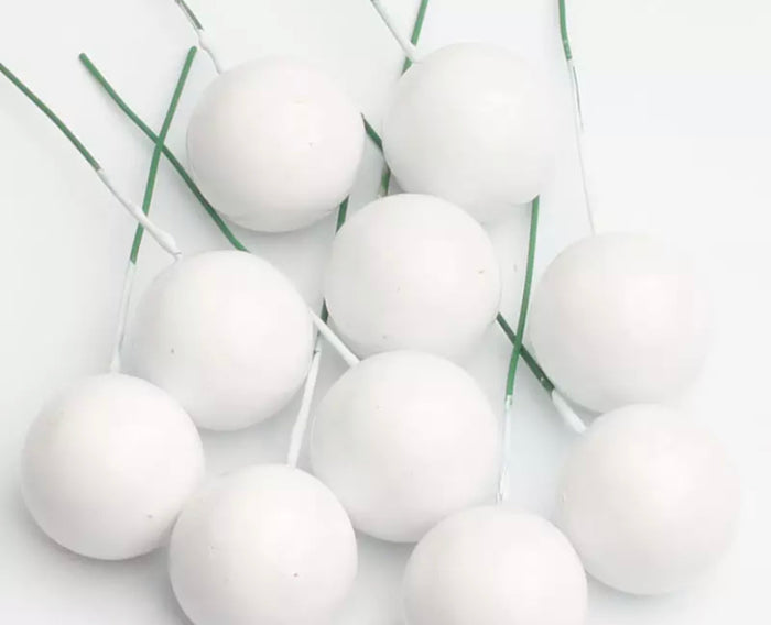 Cake Topper Polystyrene Faux Balls White 10pc 3cm