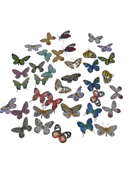 E Resin Art Butterflies Stickers +_40pcs