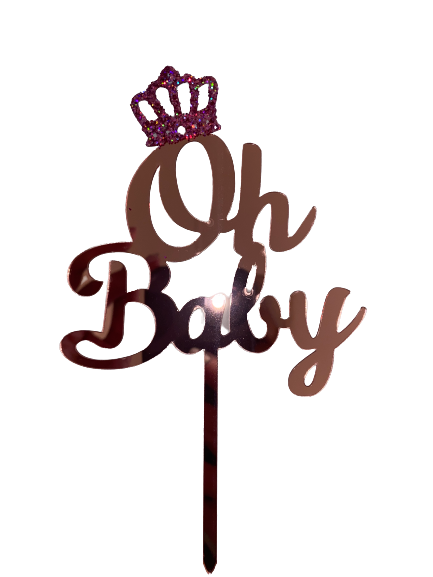 Nr298 Acrylic Cake Topper Small Oh Baby Pink