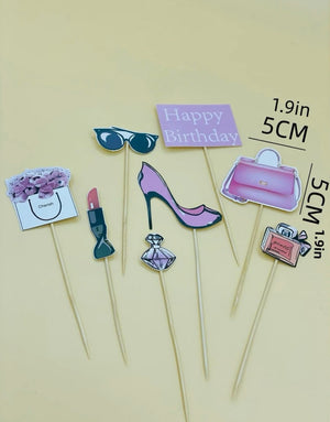 Cardboard Cake Topper Girly Make up