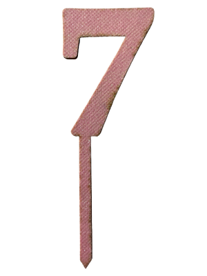 Nr7 Pink wooden number topper with glitter. 7cm