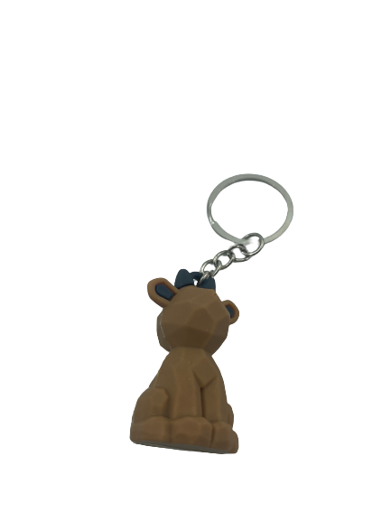 Geometric Dog Keyring Brown