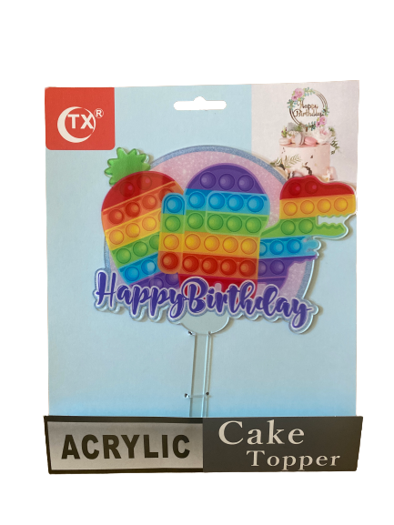 Nr185 Acrylic Cake Topper Pop It Fidget Rainbow