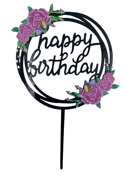 Nr349 Acrylic Cake Topper Happy Birthday Black