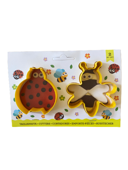 2 Piece Plastic Ladybug and Bee Cookie Cutter Set