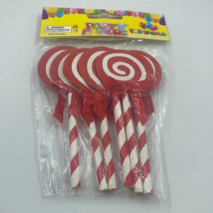Red Lollipop Cardboard Cake Topper