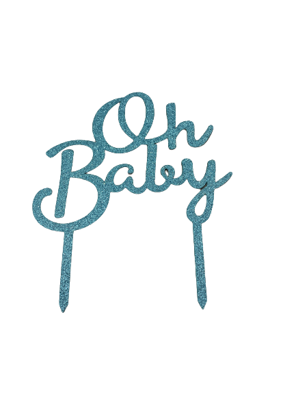 Wooden Cake Topper Oh Baby Blue