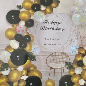 Balloon Arch Garland  White, Black And Gold 110pcs