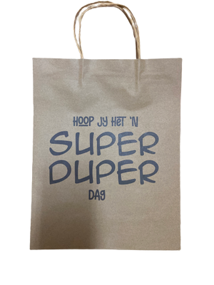Large Brown Paper Gift Bag 24x31cm Super Duper Dag
