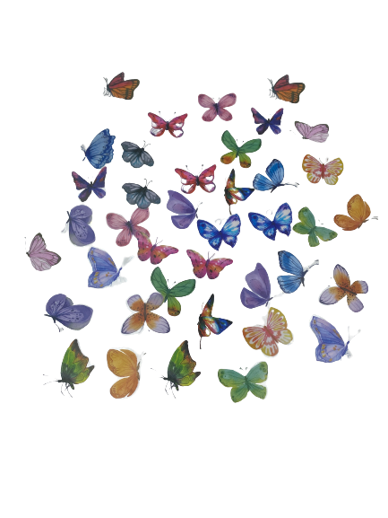 A Resin Art Butterflies Stickers +_40pcs