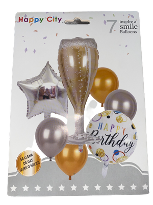 Balloon Happy Birthday Champagne Glass