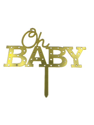 Nr319 Acrylic Cake Topper Oh Baby Heart Gold