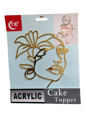 C Line Art Abstract Acrylic Cake Topper