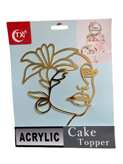 C Line Art Abstract Acrylic Cake Topper