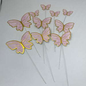 TOT-1335-1 Cardboard Butterflies Cake Topper Pink