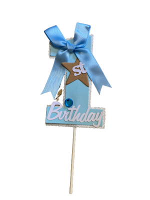 1st Birthday Blue Cardboard Cake Topper