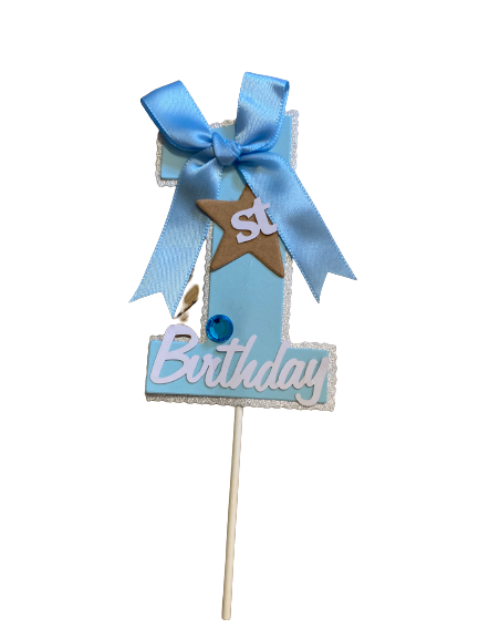 1st Birthday Blue Cardboard Cake Topper