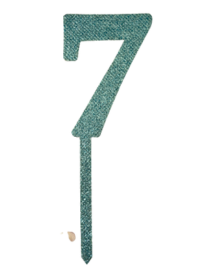 Nr 7 Blue  wooden number topper with glitter. 7cm