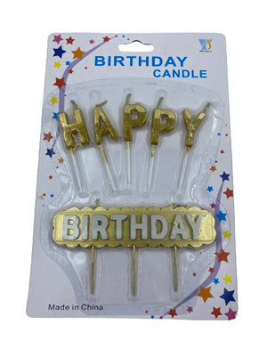 Happy Birthday Candle Glitter Gold