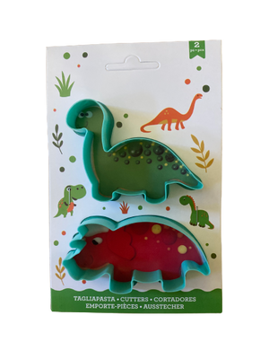 2 Piece Plastic Dinosaur Dino Cookie Cutter Set