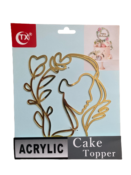 D Line Art Abstract Barkday Acrylic Cake Topper