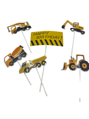 Construction Birthday Cardboard Cake Topper