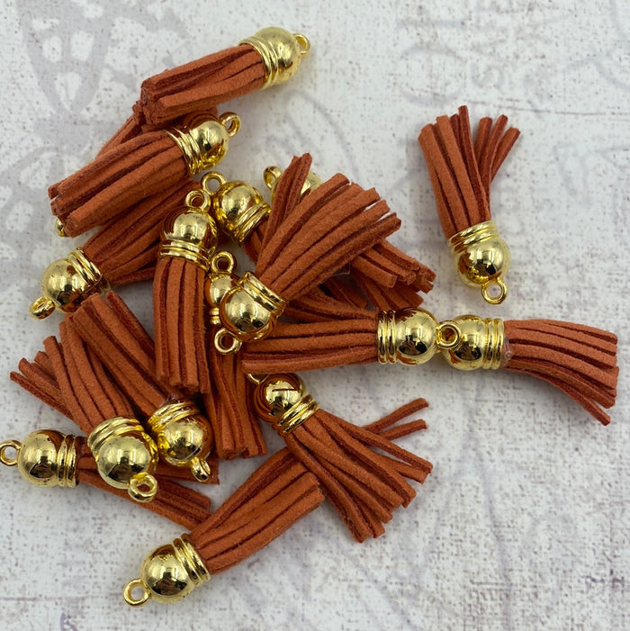 Keyring tassel,  Burnt Orange  2.5cm (10 in a pack)