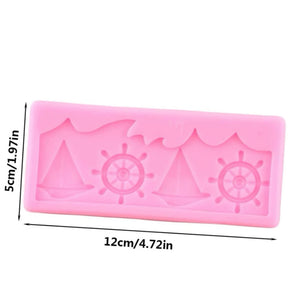 Nautical Fondant anchor ship and waves silicone mould, moulds size12x15cm