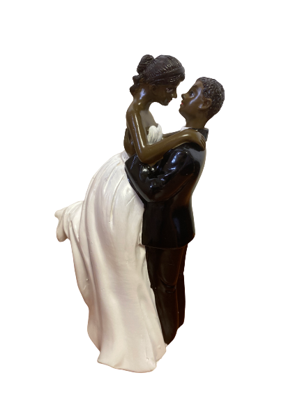 Bride and Groom wedding topper Black couple, 14.5cm