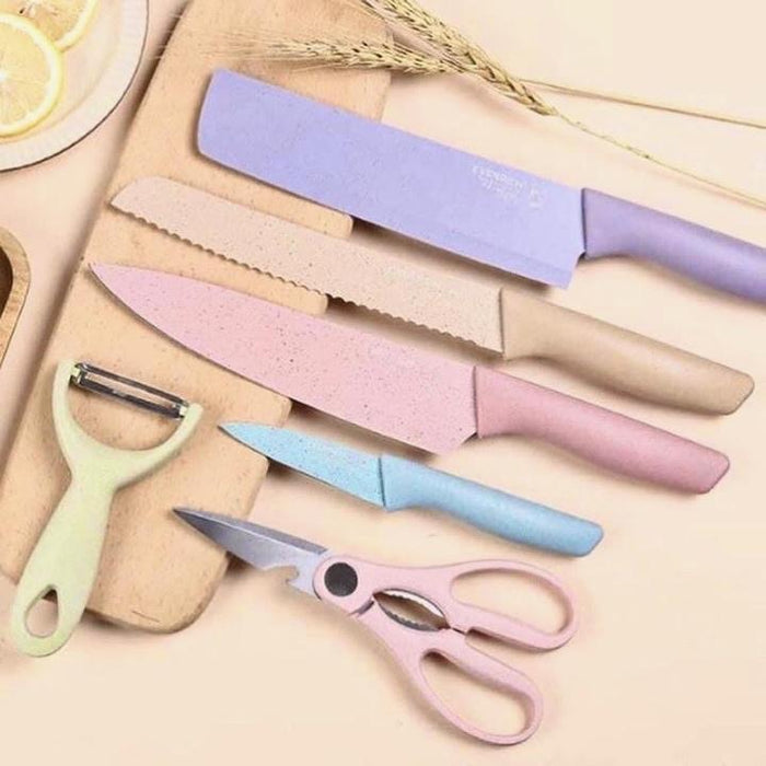 Pastel ceramic knife set