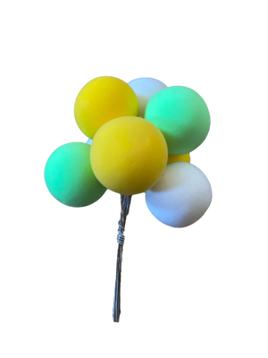 Cake Topper Polystyrene Faux Balls Green,Yellow and White