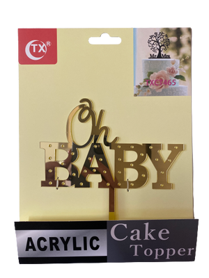 Nr219 Acrylic Cake Topper Oh Baby Gold