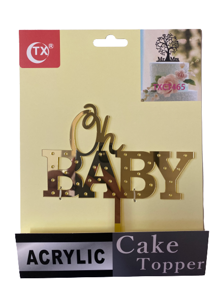 Nr219 Acrylic Cake Topper Oh Baby Gold