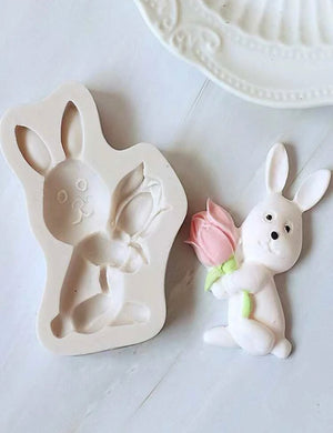 Silicone Mould Bunny With Flower