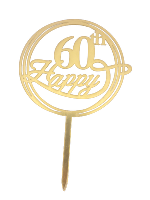 Nr328 Acrylic Cake Topper Small 60th Gold