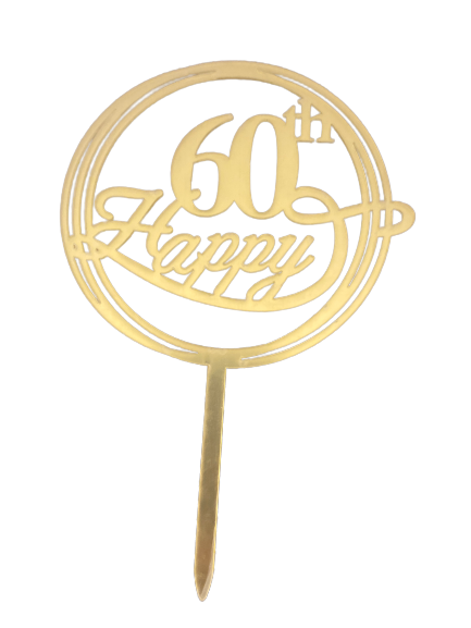 Nr328 Acrylic Cake Topper Small 60th Gold