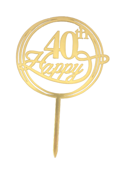 Nr326 Acrylic Cake Topper Small 40th Gold