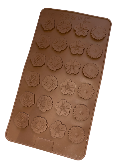 Nr84, Silicone mould chocolate truffle, Flowers, flat