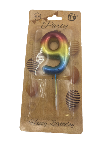 Number 9 Candle 3 Tone 5.5cm