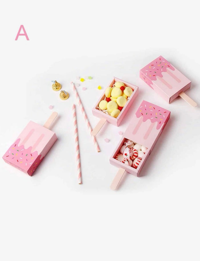 Ice Cream Cardboard Candy Box 10pc Pink