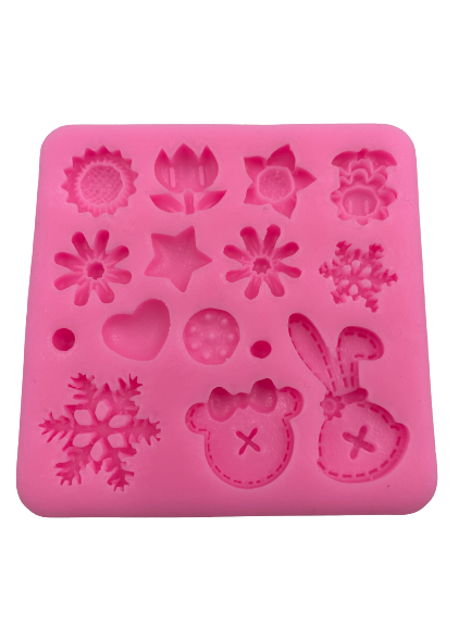 Silicone Mould Flowers Heart and Snowflake