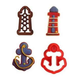 2 Piece Plastic Anchor Lighthouse Cookie Cutter Set