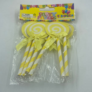 Yellow Lollipop Cardboard Cake Topper