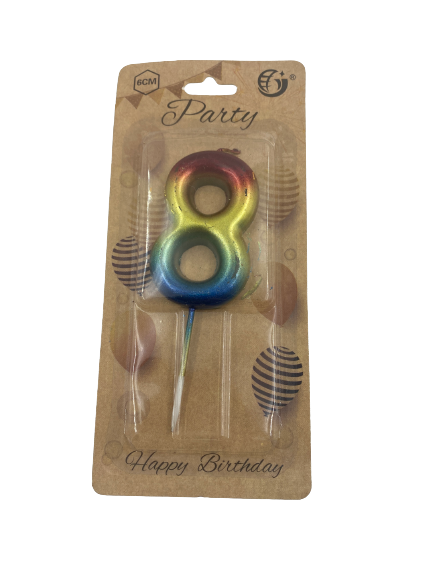 Number 8 Candle 3 Tone 5.5cm