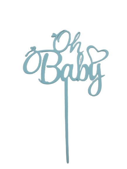 Nr185 Acrylic Cake Topper Oh Baby Blue