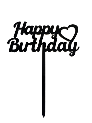 Nr122 Acrylic Cake Topper Happy Birthday Black