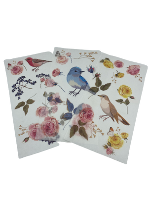 D Resin Art Roses and Birds Stickers 3Sheets