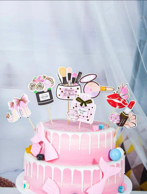 Cardboard Cake Topper Girly Make up