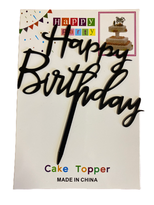 Nr314 Acrylic Cake Topper Happy Birthday Black